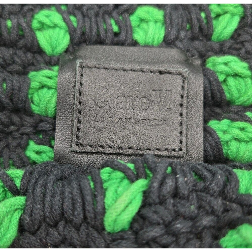 Clare V. Black Green Knit Convertible Clutch w Tabs Bag NWT Crochet Claudette - Picture 4 of 6